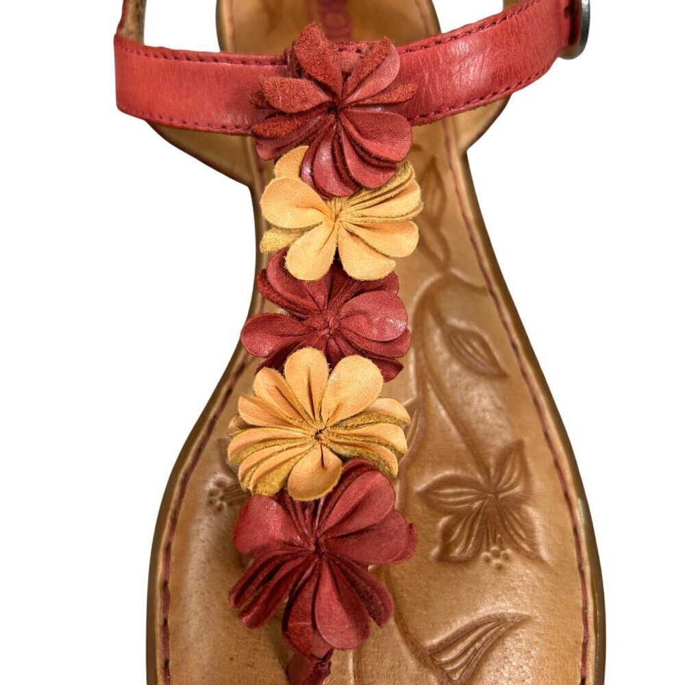 Born Leather Orange Yellow Floral T-Strap Comfort Sandals US 8, EU 39 - Picture 11 of 14